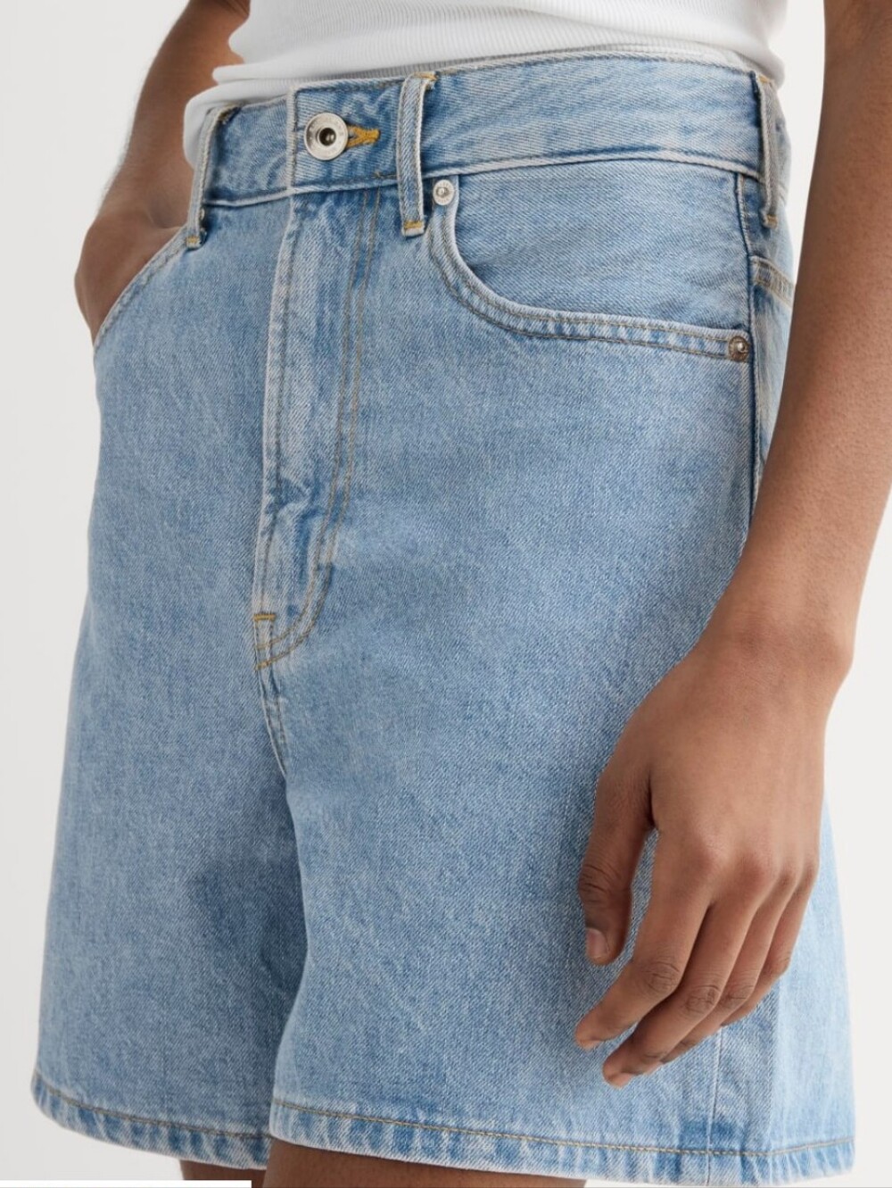 Everlane The A-Line Denim Short In Light Indigo Size 31 - Picture 4 of 13